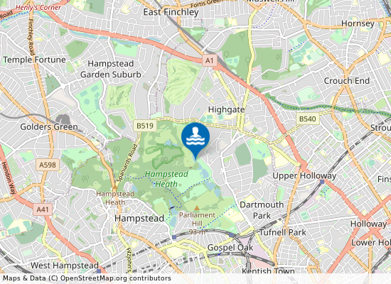 Hampstead Heath (Ladies Pond) on the map