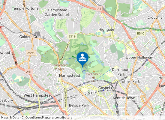 Hampstead Heath (Mixed Pond) on the map