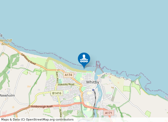 Whitby Beach on the map