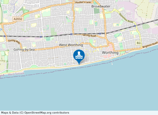 Worthing West Parade Beach on the map