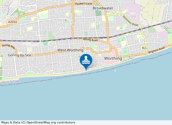 Worthing on the map