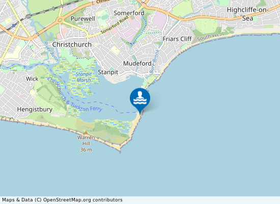 Christchurch Mudeford Sandbank East on the map