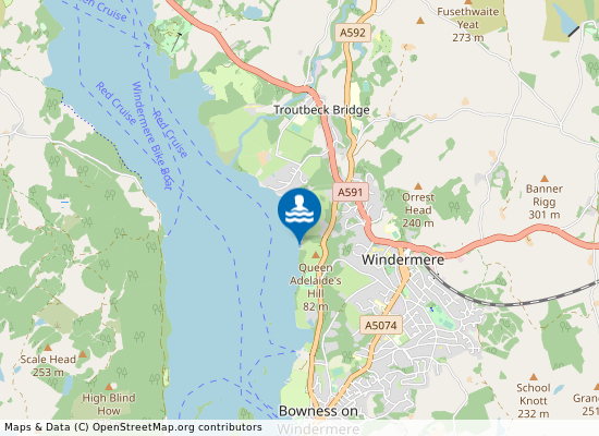 Windermere, Millerground Landing on the map