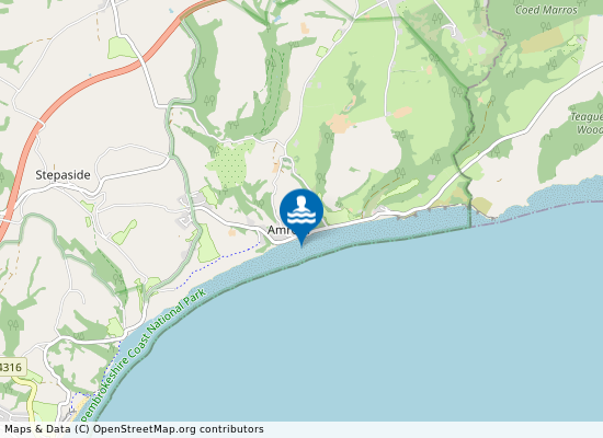 Amroth Beach on the map