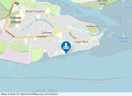 Canvey Island Beach on the map