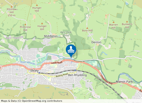 Wharfe at  Ilkley Stepping Stones on the map