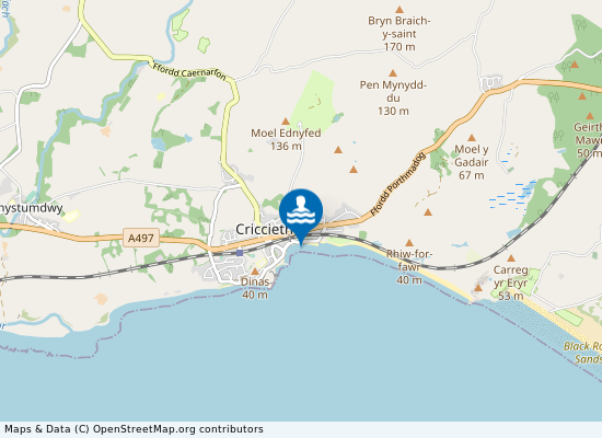 Criccieth Beach on the map