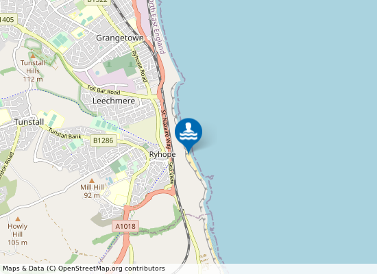 Ryhope Beach on the map